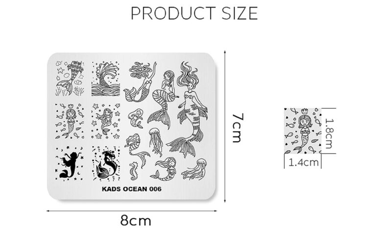KADS Stamping Plates for Nail Art Ocean Mermaid Template Image Plate Stencil Nails Tool(OC006) - Image 2